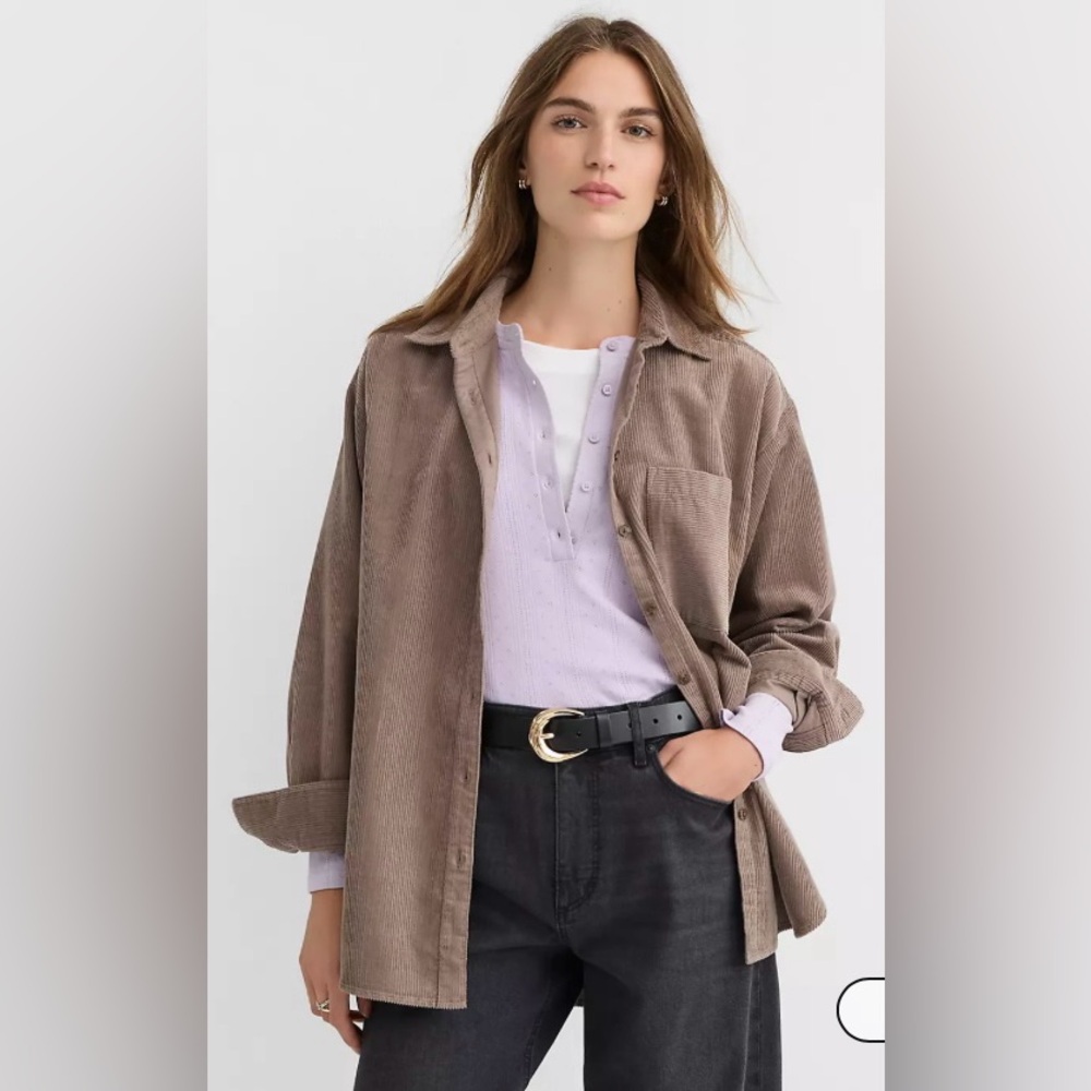 LOFT Petite Corduroy Everyday Oversized Pocket Shirt